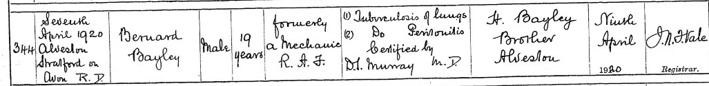 Bernard bayley death cert